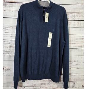Chaps mens 1/4 zip sweater pullover XL NWT Navy Blue Cotton Blend
